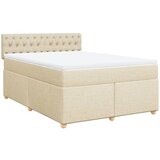 vidaXL Box spring postelja z vzmetnico krem 140x190 cm blago, (21307219) | Shoptok.si