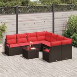  Set sofe s jastukom 9 pcs Smeđa i crvena poliratan | shoptok.hr
