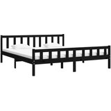  Okvir za krevet od masivnog drva crni 160 x 200 cm | Shoptok.si