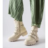 Gemre Beige ankle boots adorned with pearls Callicratide | Shoptok.si