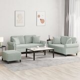  3-dijelni set sofa s jastucima svjetlosivi baršunasti | shoptok.hr