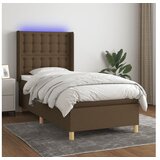 vidaXL Krevet box spring s madracem LED tamnosmeđi 90x190 cm tkanina | shoptok.hr