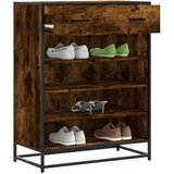 vidaXL Omarica za čevlje dimljen hrast 75x38x97,5cm inž. les in kovina | Shoptok.si