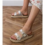 D/CEO Silver espadrille sandals with buckles Induri | Shoptok.si