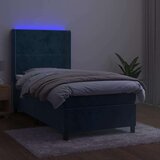  Box spring postelja z vzmetnico LED temno modra 100x200cm žamet | Shoptok.si