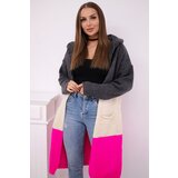 Kesi Striped hooded sweater graphite + beige + pink neon Cijene