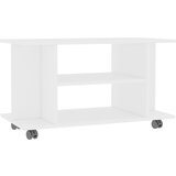 Maison Chic TV omarica - TV stojalo - Televizijska omarica s kolesci bela 80x40x45 cm inženirski les, (21700266) Cene