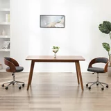 Vrtljivi jedilni stoli 2 kosa sivi ukrivljen les in blago, (20700123)