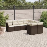 vidaXL 8-dijelni set vrtnih sofa s jastucima smeđi od poliratana Cijene