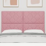  LED vzglavje z LED lučmi Geometrični Roza 160 cm Žamet, (5000043893) | Shoptok.si