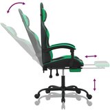  Igraća stolica od umjetne kože s osloncem za noge Crna i zelena | shoptok.hr
