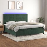 vidaXL Box spring postelja z vzmetnico LED tem. zelena 200x200cm žamet Cene