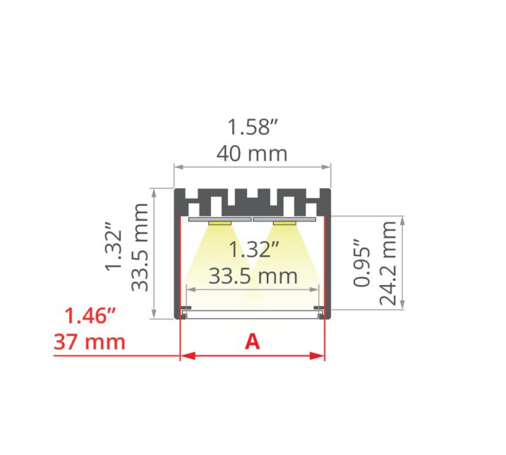 KLUS LED profil 4050-O - nadgradni, mat | Shoptok.si