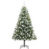 vidaXL Umjetna jelka s pantenom i pahuljicama Zelena i bijela 180 cm | shoptok.hr