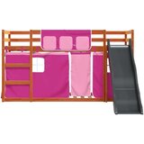 vidaXL krevet na kat s toboganom i zavjesama ružičasti 90 x 200 cm | shoptok.hr