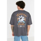Trendyol Anthracite Men's Oversize Fit Crew Neck Short Sleeve Printed T-Shirt | shoptok.hr