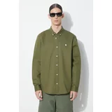 Carhartt WIP Pamučna košulja Longsleeve Madison Shirt za muškarce, boja: zelena, regular, s button-down ovratnikom, I023339.25DXX