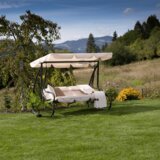 Kondela Vrtna gugalnica, zložljiva, bež/siva, NAILA | Shoptok.si