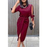 Fenzy Elegantna Midi Obleka Z Okrasnimi Perlami Peppina, Bordo cene