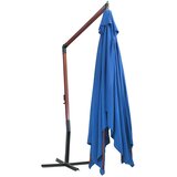Viseći suncobran s drvenim stupom 400 x 300 cm plavi | Eponuda.ba