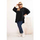 Kesi Włoski Women's Plus Size cotton blouse with print black | shoptok.hr