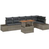 vidaXL 7-delni set vrtnih kavčev z blazinami Siva Poli Ratan | Shoptok.si