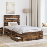  Krevetna konstrukcija s ladicama Dimljeni hrast 100 x 200 cm Smeđa 206 x 102 x 100 cm | Shoptok.si