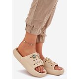 VINCEZA Women's Foam Slippers With Embellishments Beige 76055 | shoptok.hr