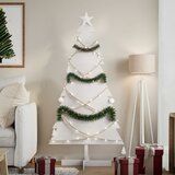 vidaXL Lesena novoletna jelka za okras bela 150 cm trdna borovina | Shoptok.si