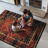 Lesnina XXXL vintage preproga 140/200 cm tkano rdeča, črna | Shoptok.si