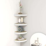 vidaXL Kotne stenske police 4 kosi hrast in bele 35x35x3,8 cm MDF | Shoptok.si