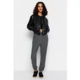 Trendyol Anthracite Loose Jogger Normal Waist Thick Knitted Sweatpants