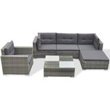 Maison Chic Seti vrtnega pohištva - Vrtna garnitura - Vrtni pohištvo set z blazinami 6-delna poli ratan siva, (21795857) | Shoptok.si