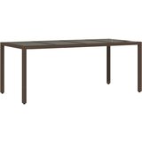  The Living Store Vrtna miza s stekleno ploščo rjav 190x90x75 cm poli ratan - Vrtna Miza, (21455554) | Shoptok.si