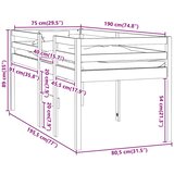  Visoki krevet bijeli 75 x 190 cm od masivne borovine | shoptok.hr