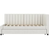Lumor Enojna postelja 90x200 cm z izvlečno posteljo - oblazinjena z žametom z letvenim dnom - bež, (22156284) | Shoptok.si
