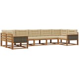 vidaXL Zunanja garnitura za sedenje z blazino 7 pcs Naravna in bež, (5000281160) | Shoptok.si