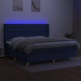  box spring s madracem LED plavi 200x200 cm od tkanine | shoptok.hr