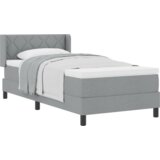 vidaXL Krevet s Box Springom s Dušekom Svjetlosiva 90x200 cm Tkanina, Uzglavlje s Dizajnom Dijamantnih Kockica Svjetlosiva 90 cm Tkanina | shoptok.hr