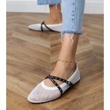 Gemre White mesh ballerinas with decorative buckle Zerid | Shoptok.si