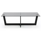 Kave Home Črna klubska mizica s stekleno mizno ploščo 70x120 cm Plam – Cene