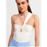 Dilvin 10168 One-Shoulder Knitwear Bustier-ecru | Shoptok.si