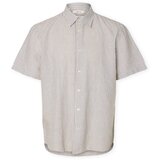 Selected Srajce s kratkimi rokavi Noos Regclay Linen Shirt - Bright White/Chocolate Bela Cene