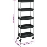 vidaXL Kuhinjska kolica s 5 razine crna 42x29x128 cm željezo i ABS | shoptok.hr