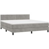  Krevet box spring s madracem LED svjetlosivi 160x200 cm baršun | shoptok.hr