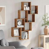 vidaXL Stenska kockasta polica iz starega lesa 90x15x119,5 cm | Shoptok.si
