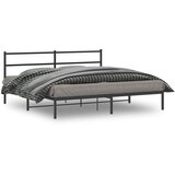 vidaXL Kovinski posteljni okvir z vzglavjem črn 183x213 cm Cene