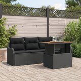 vidaXL 5-delni set vrtne sofa z blazinami rjav poli ratan akacije | Shoptok.si