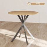  Okrugli kuhinjski stol 80 cm kompaktna ploča iverica metal bijeli hrast + crna | shoptok.hr