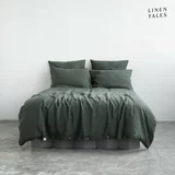Linen Tales Tamno zelena lanena posteljina za bračni krevet 200x200 cm -